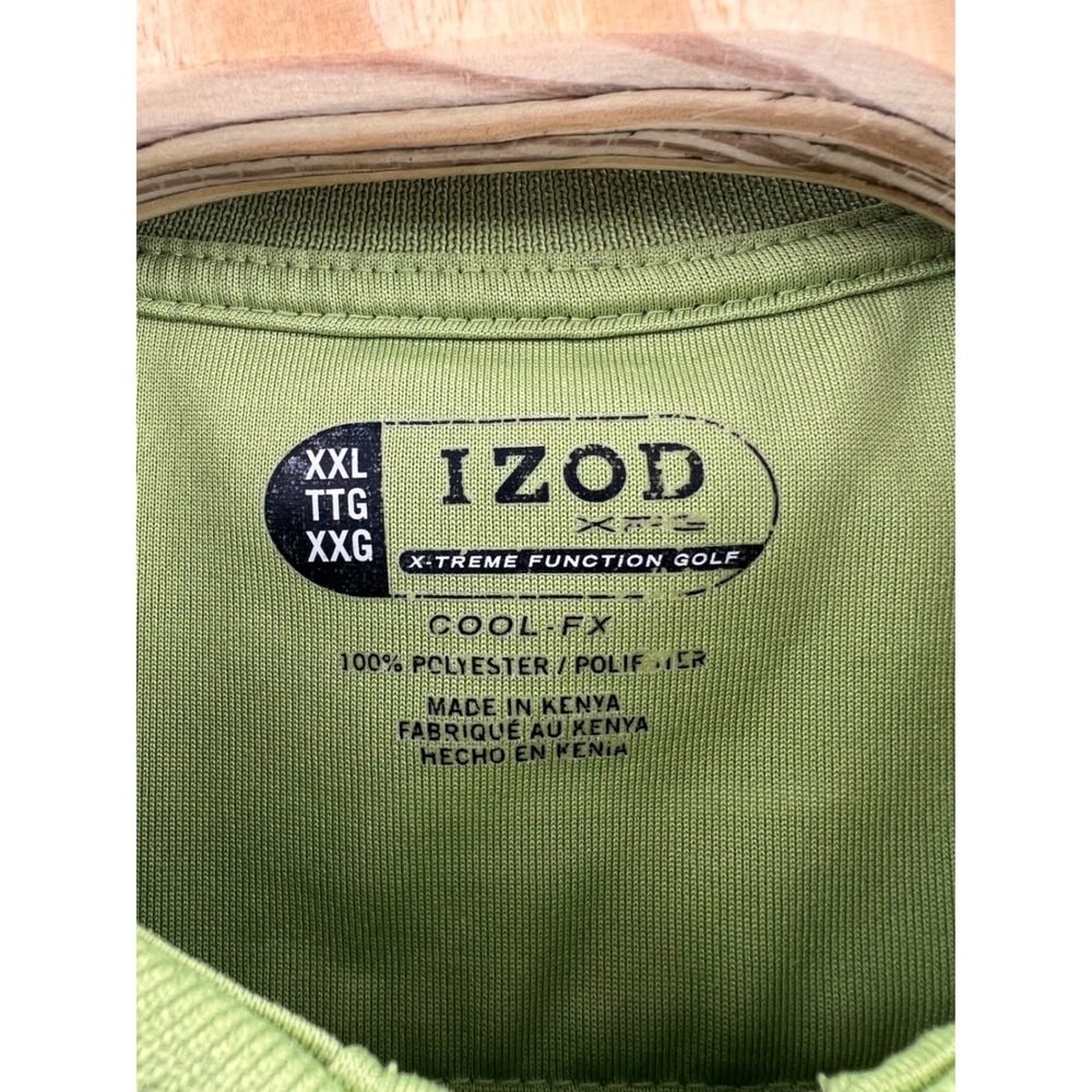 IZOD Mens XXL Green Stripe Cool FX X-Treme Function Golf Polo Shirt - Picture 4 of 6
